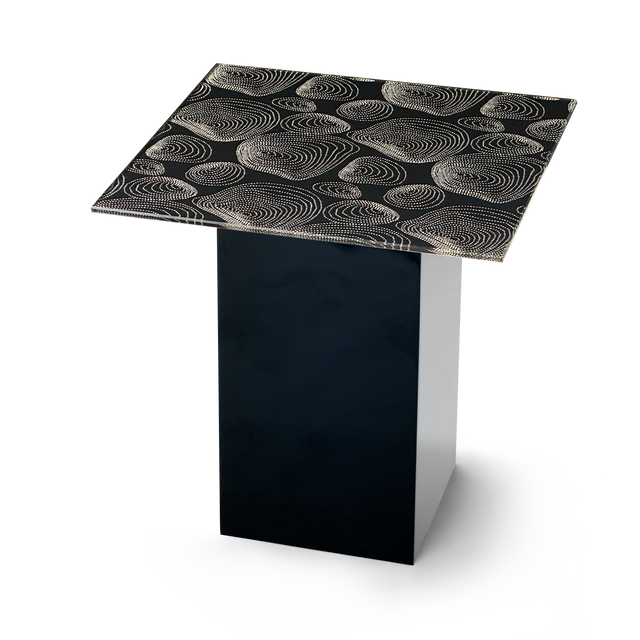 PERLA Square End Table with Glossy Black Base