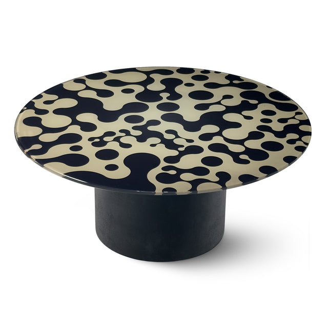 AUGUSTA Round Coffee Table with Matte Black Base