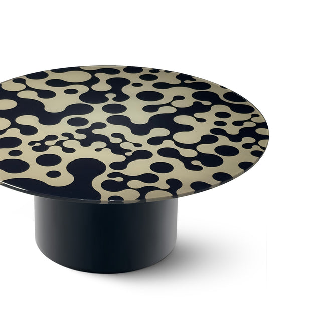 AUGUSTA  Round Coffee Table with Glossy Black Base