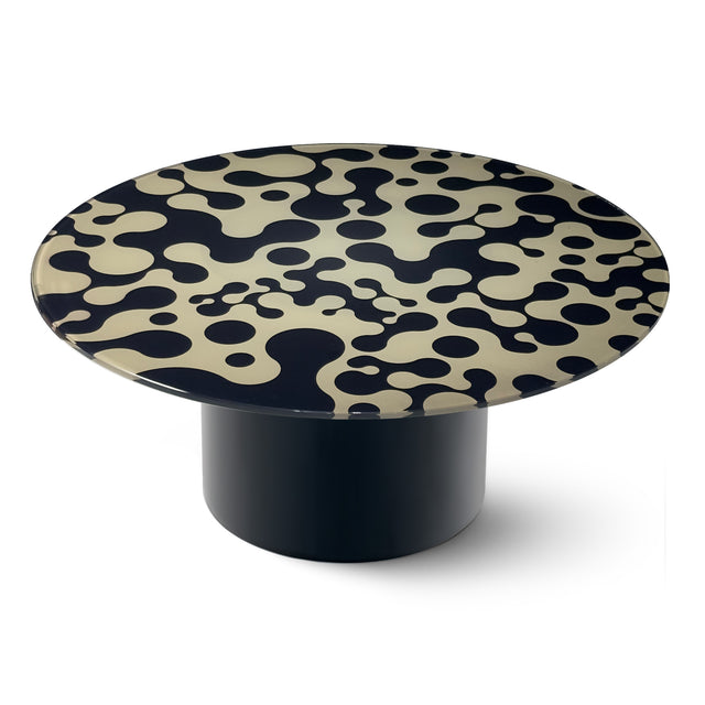 AUGUSTA  Round Coffee Table with Glossy Black Base