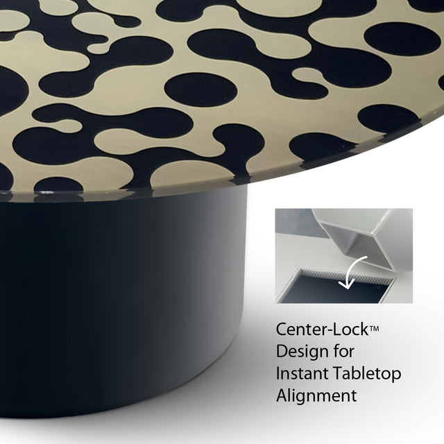 AUGUSTA  Round Coffee Table with Glossy Black Base