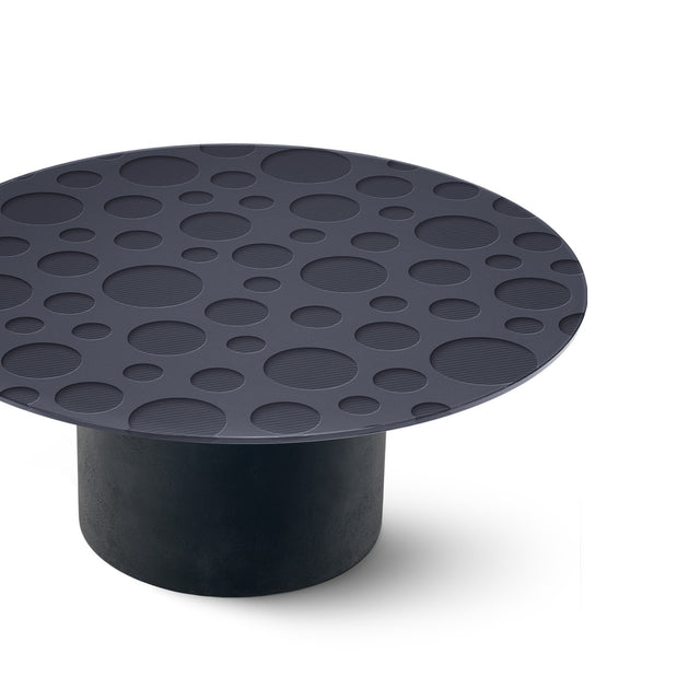 Luna Round Coffee Table with Matte Black Base