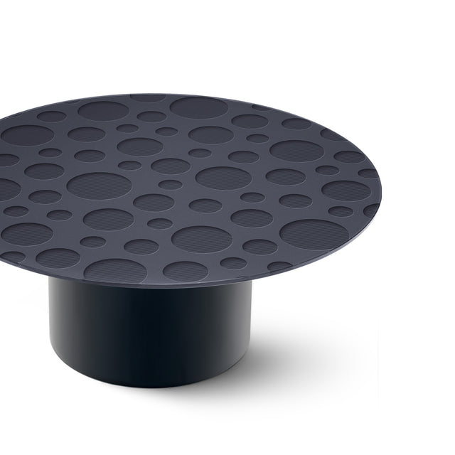 Luna Round Coffee Table with Glossy Black Base