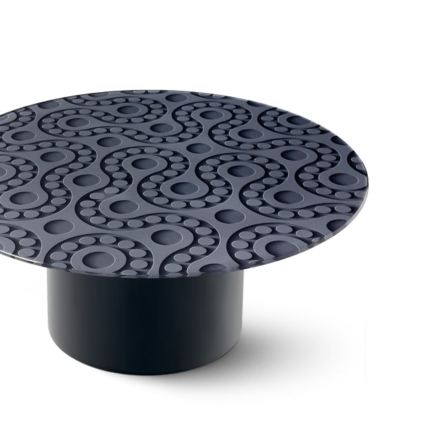 POLARIS Round Coffee Table with Glossy Black Base