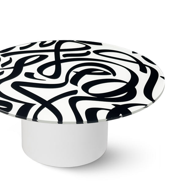 TANGO Round Coffee Table with Glossy White Base