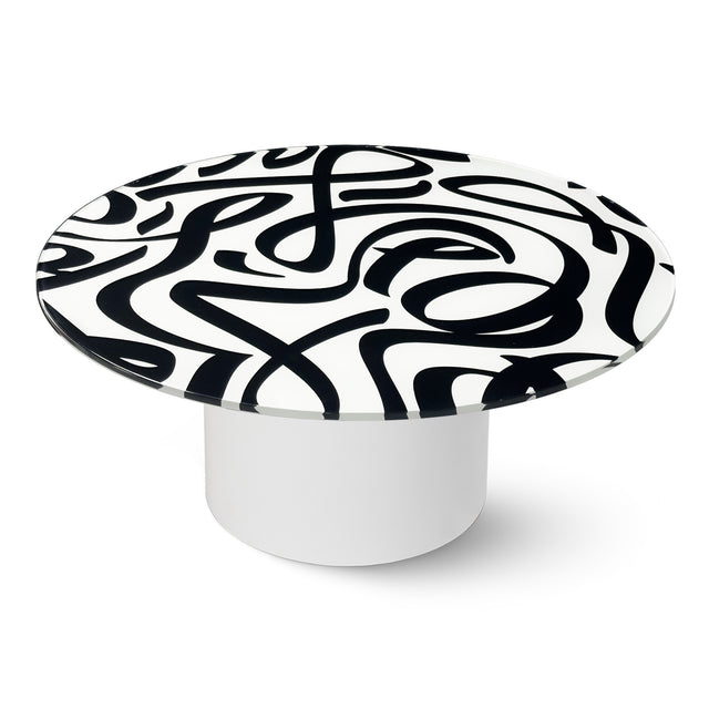 TANGO Round Coffee Table with Glossy White Base