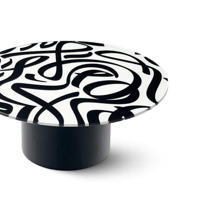 TANGO Round Coffee Table with Glossy Black Base