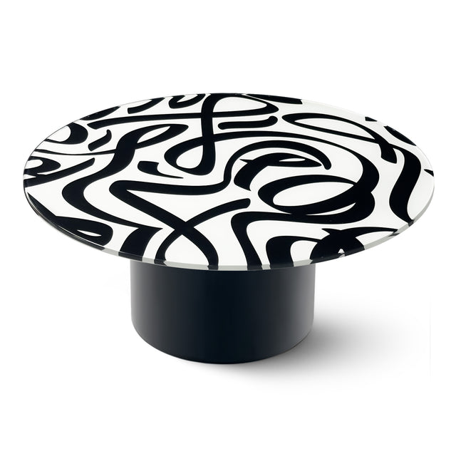 TANGO Round Coffee Table with Glossy Black Base