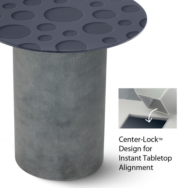 LUNA Round End Table with Cement Gray Base