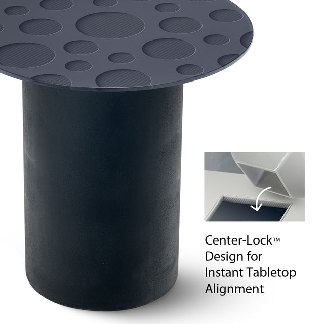 LUNA Round End Table with Matte Black Base