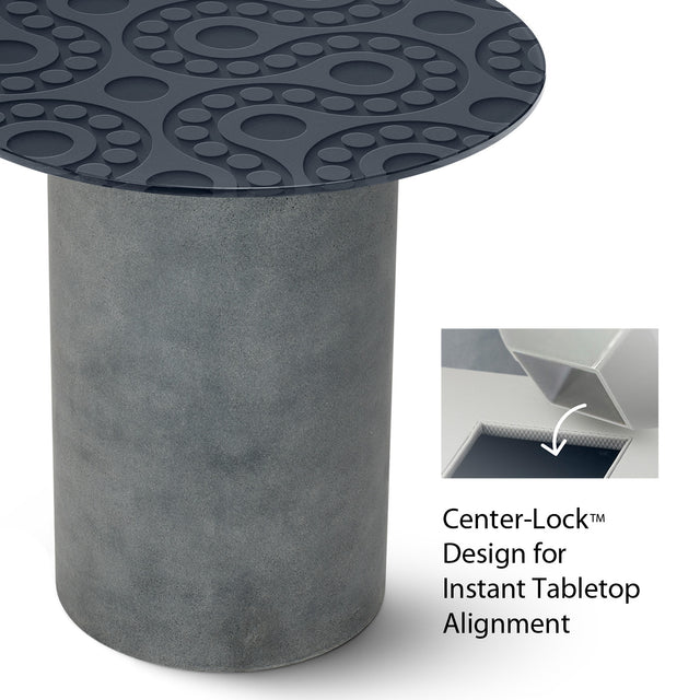 POLARIS Round End Table with Cement Gray Base