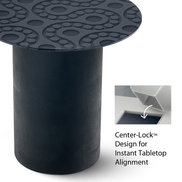 POLARIS Round End Table with Matte Black Base