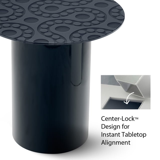 POLARIS Round End Table with Glossy Black Base