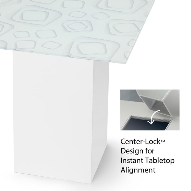 CUBIX Square End Table with Glossy White Base