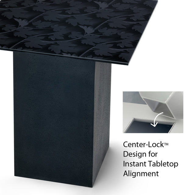 BLACK FOREST Square End Table with Matte Black Base