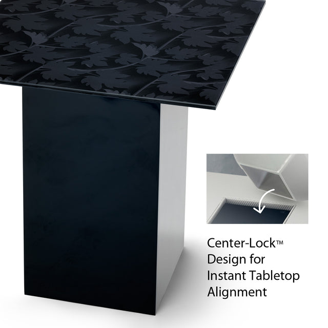 BLACK FOREST Square End Table with Glossy Black Base