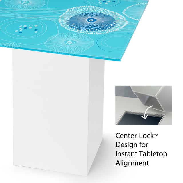 AQUAS Square End Table with Glossy White Base