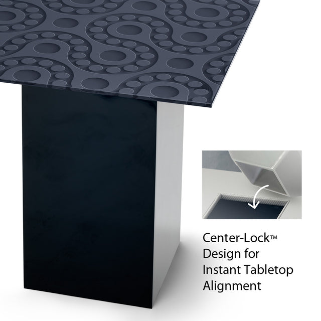 POLARIS Square End Table with Glossy Black Base