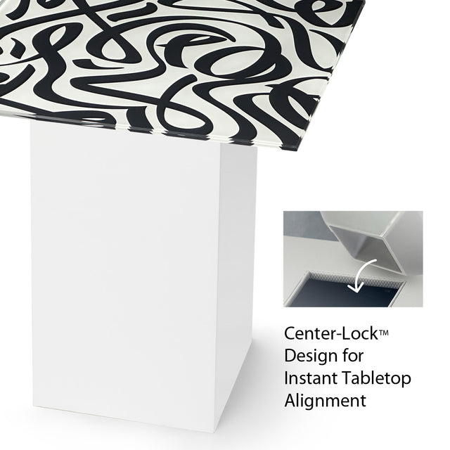 TANGO Square End Table with Glossy White Base