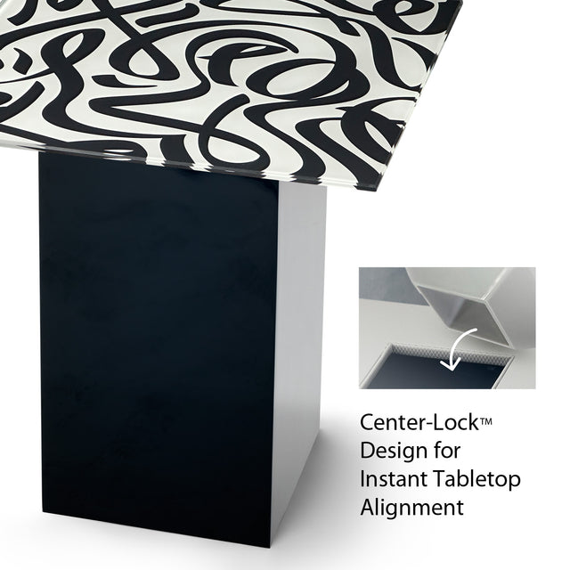 TANGO Square End Table with Glossy Black Base