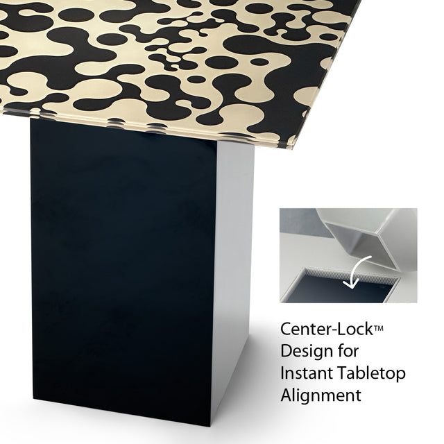 AUGUSTA  Square End Table with Glossy Black Base