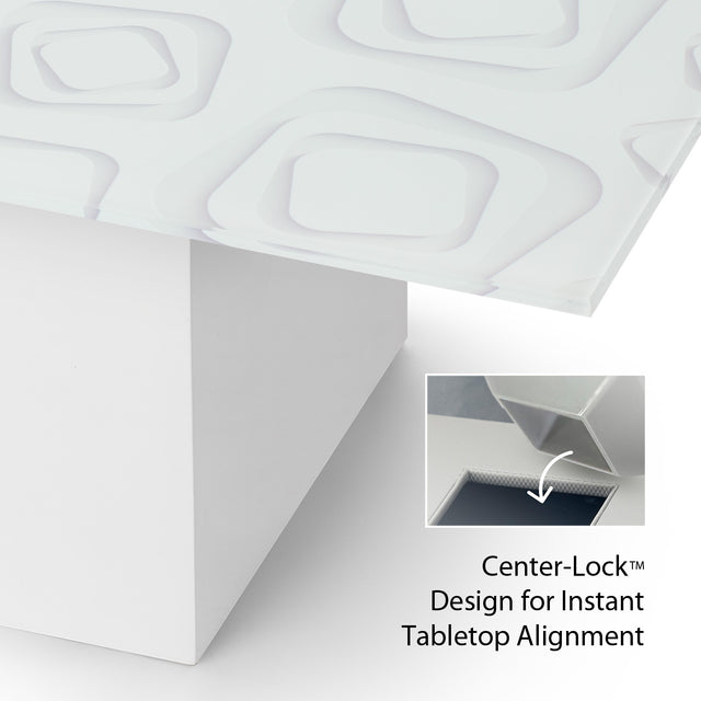 CUBIX Square Coffee Table with Glossy White Base