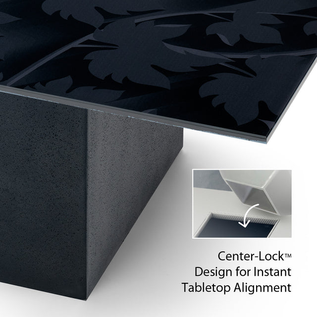 BLACK FOREST Square Coffee Table with Matte Black Base