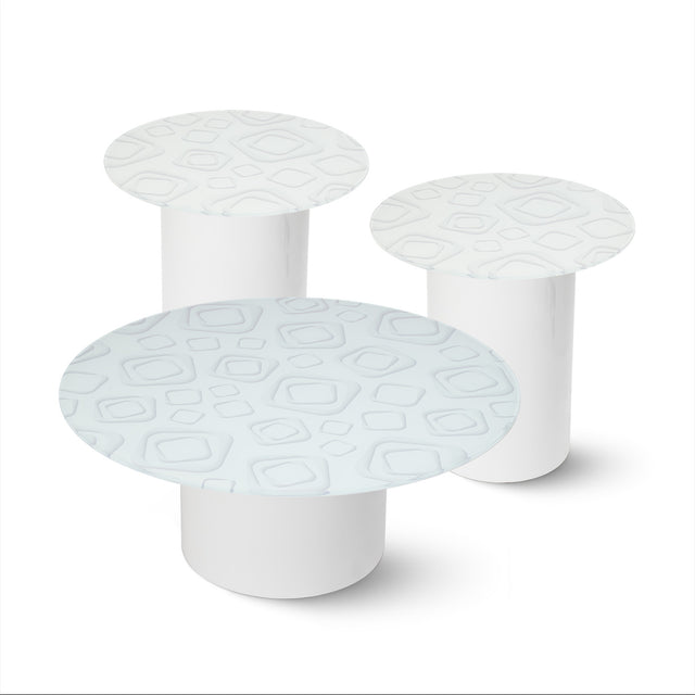 CUBIX 3-pc. Coffee & End Table Set with Glossy White Base