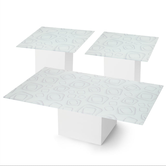 CUBIX 3-pc. Coffee & End Table Set with Glossy White Base