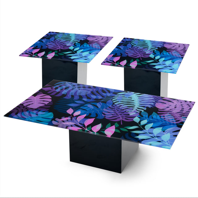 UTOPIA 3-pc. Coffee & End Table Set with Glossy Black Base