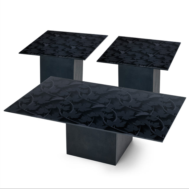 BLACK FOREST 3-pc. Coffee & End Table Set with Matte Black Base