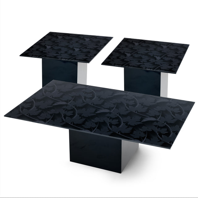 BLACK FOREST 3-pc. Coffee & End Table Set with Glossy Black Base