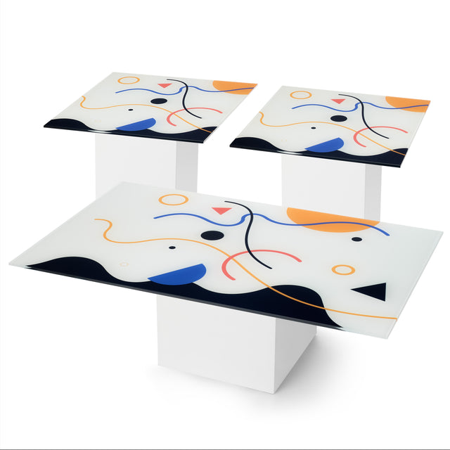 MIRRO 3-pc. Coffee & End Table Set with Glossy White Base