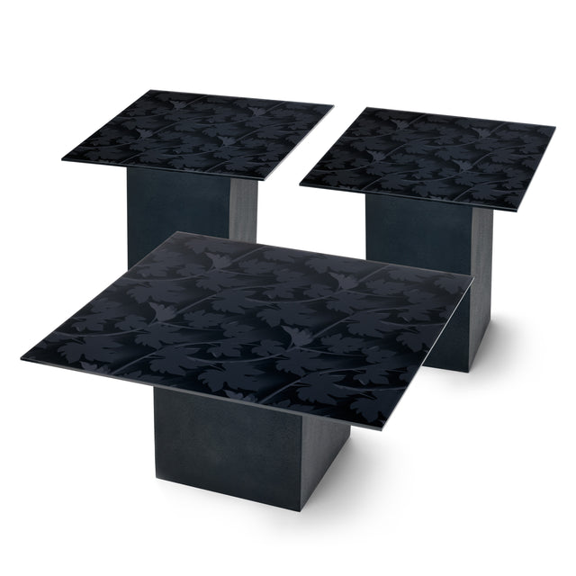 BLACK FOREST 3-pc. Coffee & End Table Set with Glossy Black Base