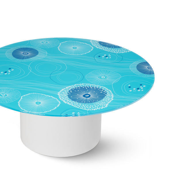 AQUAS Round Coffee Table with Glossy White Base