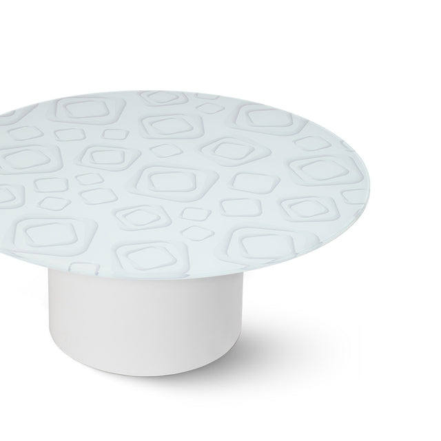 CUBIX Round Coffee Table with Glossy White Base