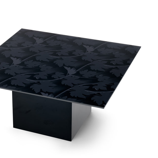 BLACK FOREST Square Coffee Table with Glossy Black Base