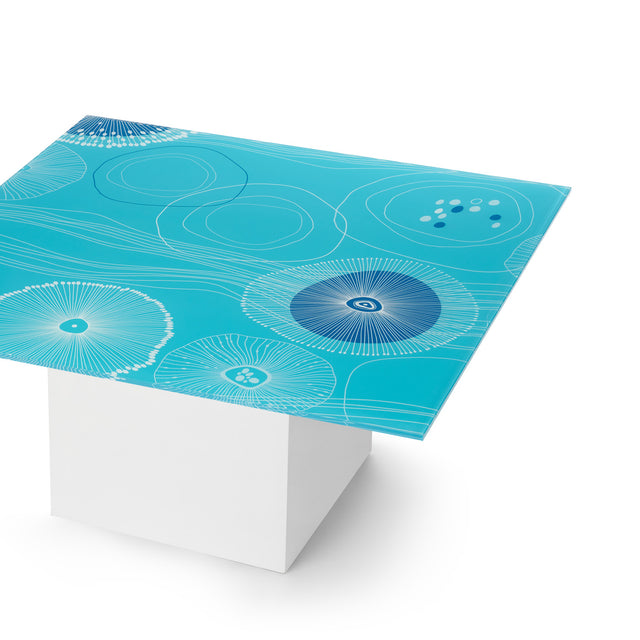 AQUAS Square Coffee Table with Glossy White