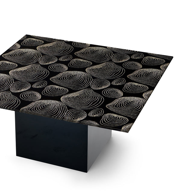 PERLA Square Coffee Table with Glossy Black Base