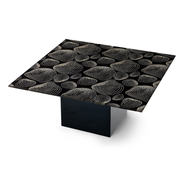 PERLA Square Coffee Table with Glossy Black Base