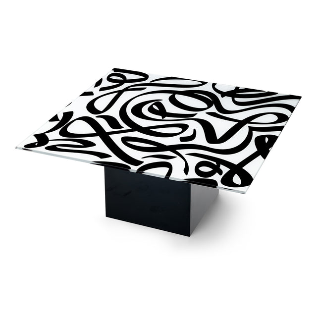 TANGO Square Coffee Table with Glossy Black Base