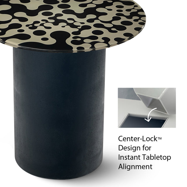 AUGUSTA Round End Table with Matte Black Base