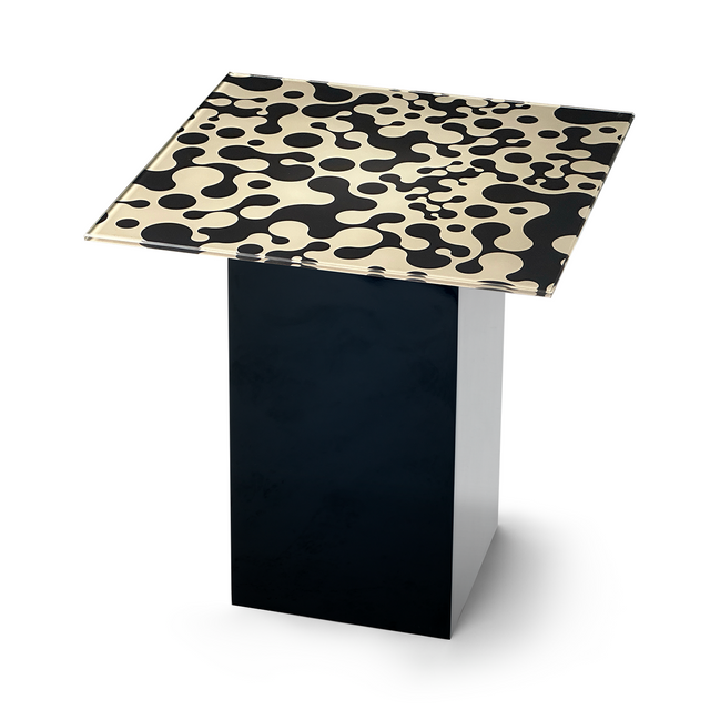 AUGUSTA  Square End Table with Glossy Black Base