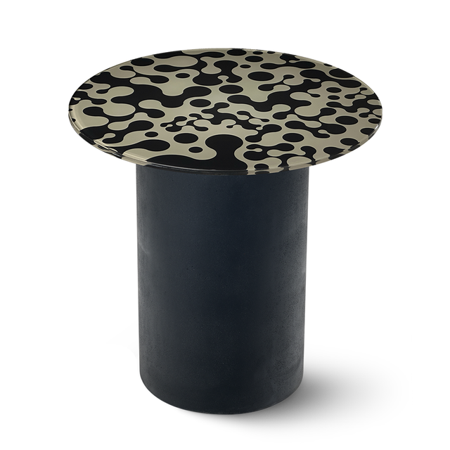 AUGUSTA Round End Table with Matte Black Base