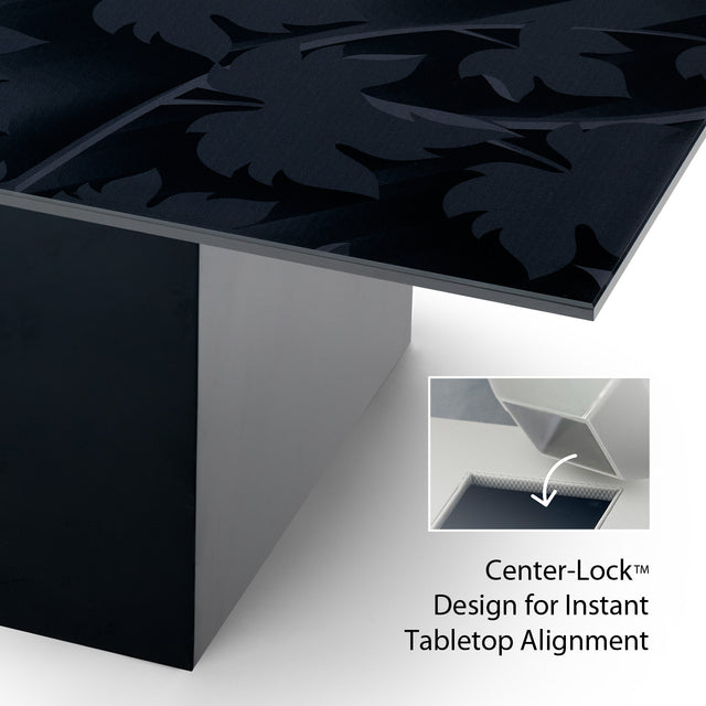 BLACK FOREST Square Coffee Table with Glossy Black Base