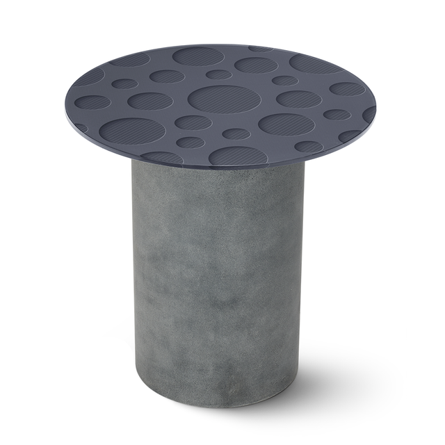 LUNA Round End Table with Cement Gray Base