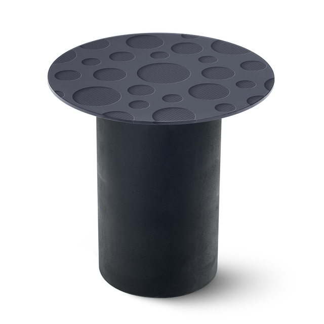 LUNA Round End Table with Matte Black Base