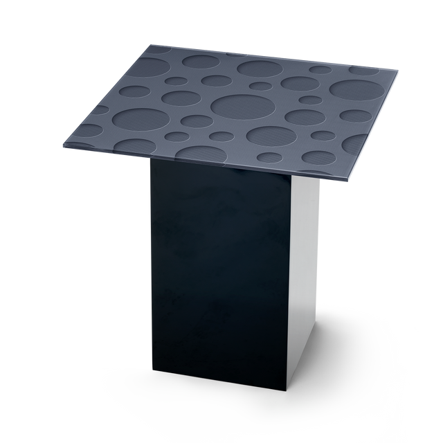 LUNA Square End Table with Glossy Black Base