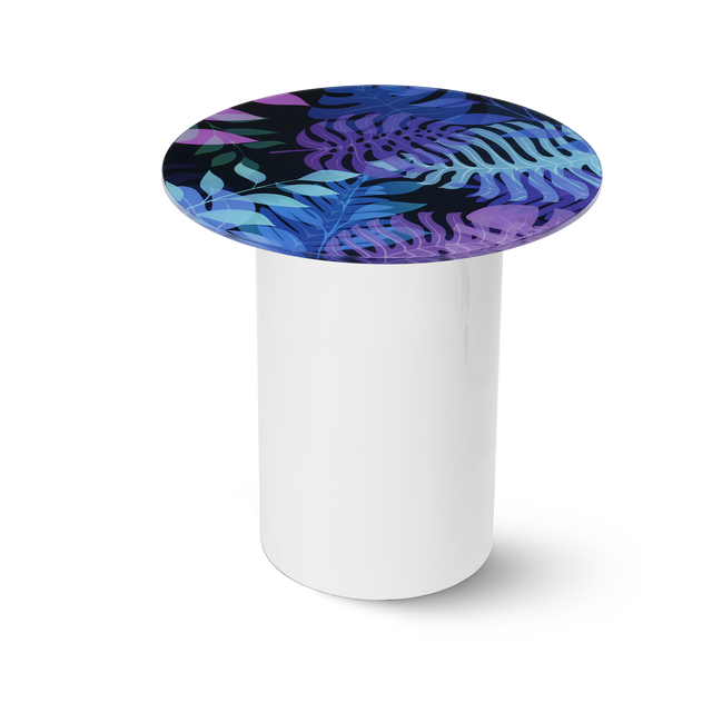 UTOPIA Round End Table with Glossy White Base