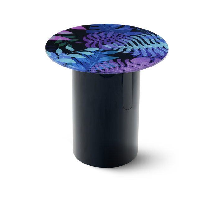 UTOPIA Round End Table with Glossy Black Base